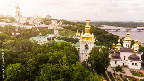 Kiev overview with Dnieper river and Kiev Pechersk Lavra or Kyiv Pechersk Lavra, Kyievo-Pechers'ka lavra