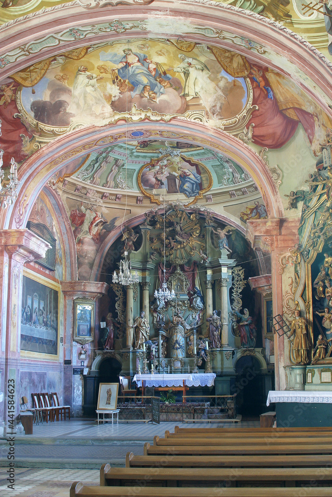 Main altar in the Church of Our Lady of Jerusalem at Trski Vrh in Krapina, Croatia