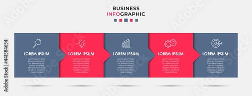 Vector Infographic design business template with icons and 5 options or steps. Can be used for process diagram, presentations, workflow layout, banner, flow chart, info graph