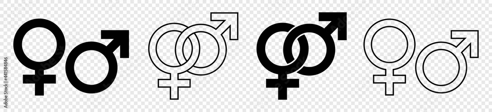 Vetor de Gender icon set, Male and female sign, men and women symbol ...