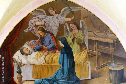 The death of Saint Joseph fresco at Saint Nicholas Parish Church in Krapina, Croatia