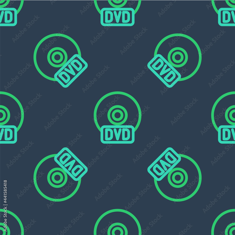 Line CD or DVD disk icon isolated seamless pattern on blue background. Compact disc sign. Vector Line CD or DVD disk icon isolated seamless pattern on blue background. Compact disc sign. Vector
