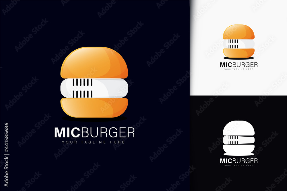 Fototapeta premium Microphone and burger logo design