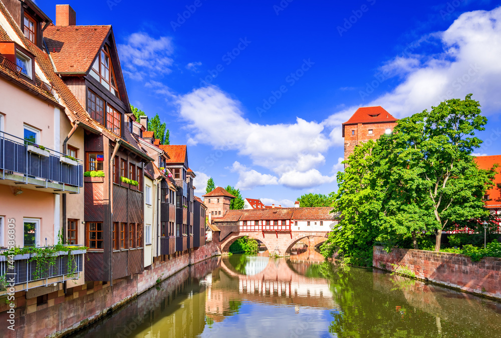 Nuremberg, Germany - Picturesque Pegnitz River, Bavaria.