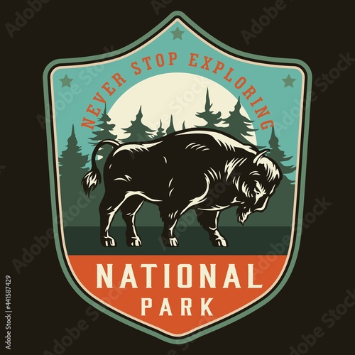National park vintage colorful label