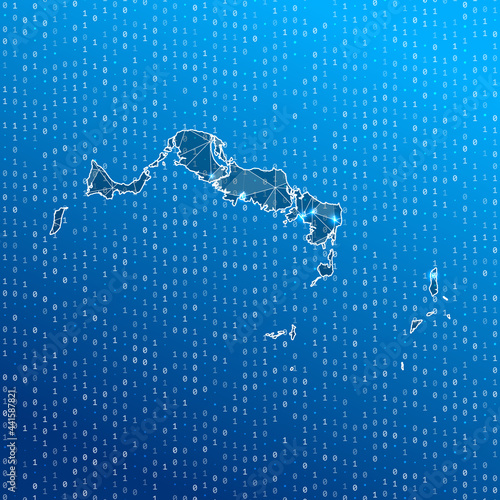 Network map of Turks and Caicos Islands. Island digital connections map. Technology, internet, network, telecommunication concept. Vector illustration.