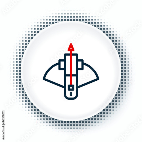 Line Battle crossbow with arrow icon isolated on white background. Colorful outline concept. Vector