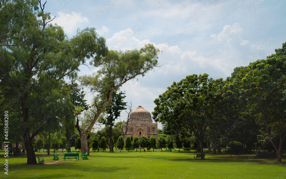 Bara Gumbad or big dome in Lodi Gardens, Delhi, India.