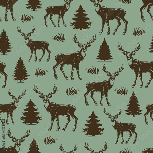 National park vintage seamless pattern