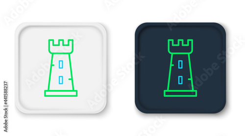 Line Castle tower icon isolated on white background. Fortress sign. Colorful outline concept. Vector