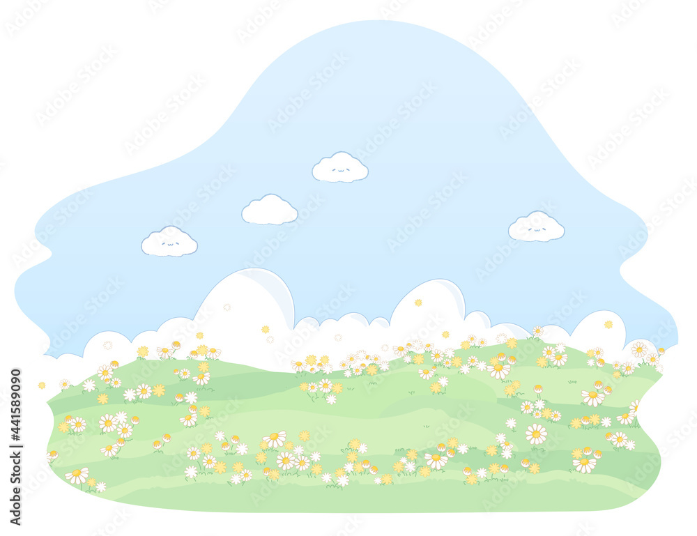 landscape with flowers and clouds landscape with flowers and clouds
