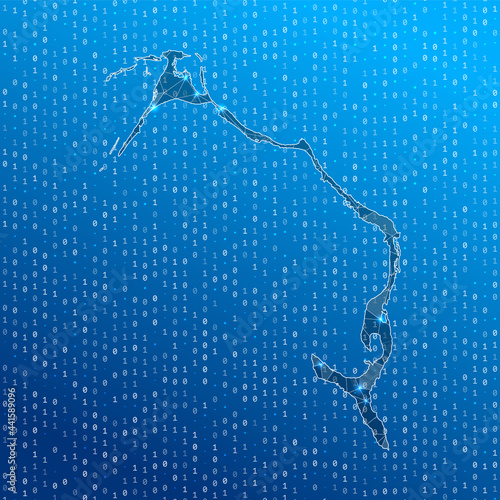 Network map of Eleuthera. Island digital connections map. Technology, internet, network, telecommunication concept. Vector illustration. © Eugene Ga