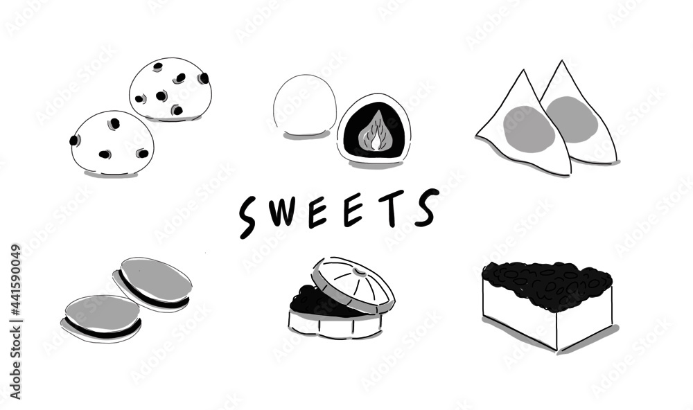 Hand drawn illustration of Japanese dessert collection in simple drawing Stock Vector Adobe Stock