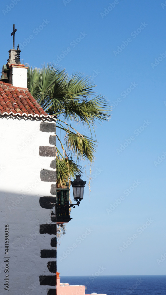 church detail on the coast, Santa Cruz, La Palma, Canary islands 