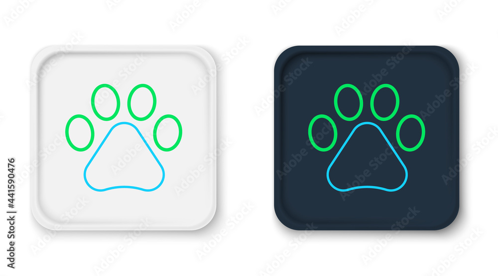 Line Paw print icon isolated on white background. Dog or cat paw print. Animal track. Colorful outline concept. Vector Line Paw print icon isolated on white background. Dog or cat paw print. Animal track. Colorful outline concept. Vector