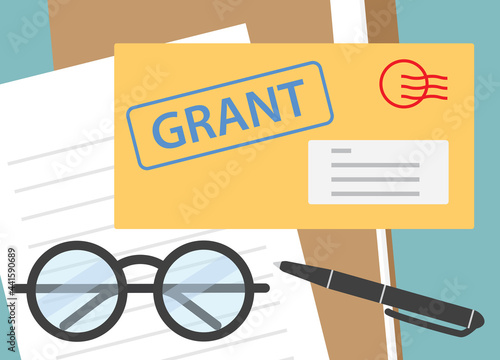 envelope with notification about grant  - vector illustration