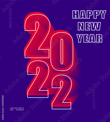 2022 Happy New. Creative concept of 2022 Happy New Year posters. Minimalistic trendy backgrounds for branding, banner, cover, card.