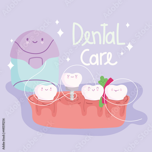dental care floss and teeth