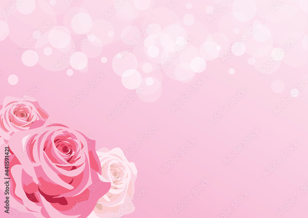 Soft pink rose floral frame on pink background vector. Romantic shiny pink rose background vector. Pink roses border with copy space for text Soft pink rose floral frame on pink background vector. Romantic shiny pink rose background vector. Pink roses border with copy space for text