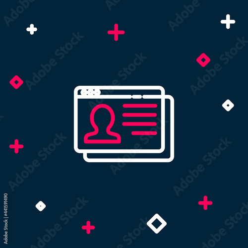Line Resume icon isolated on blue background. CV application. Searching professional staff. Analyzing personnel resume. Colorful outline concept. Vector