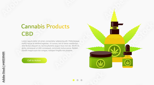 Cannabis Products. CBD oil. Template for presentations and web sites.