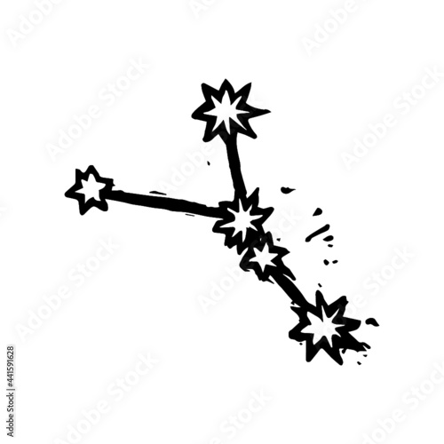 Cancer sign zodiac astrology vector linocut print illustration constellation