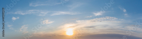 Fototapeta Naklejka Na Ścianę i Meble -  Sunrise panorama. Blue with yellow sky.