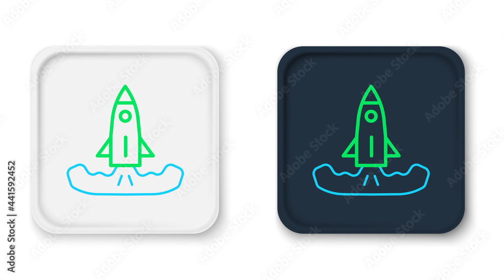 Line Rocket icon isolated on white background. Colorful outline concept. Vector Line Rocket icon isolated on white background. Colorful outline concept. Vector