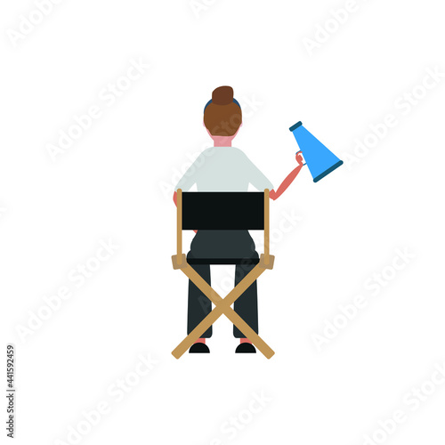 Icon on white background woman film director