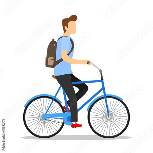 Cyclist. Man on a bicycle isolated on white background. Vector illustration. © Dmitry
