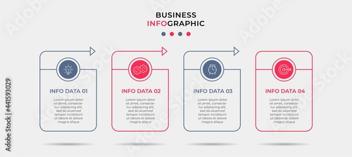 Business Infographic design template Vector with icons and 4 options or steps. Can be used for process diagram, presentations, workflow layout, banner, flow chart, info graph