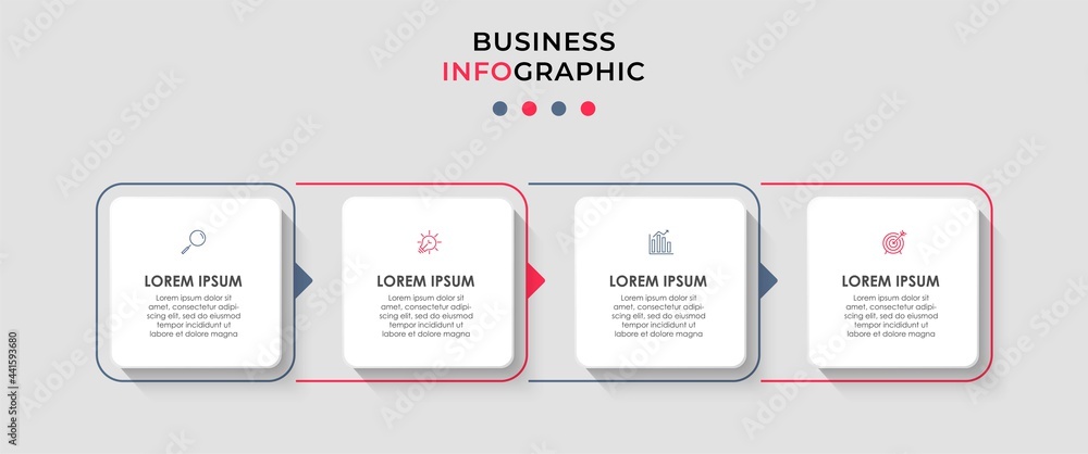 Business Infographic design template Vector with icons and 4 options or steps. Can be used for process diagram, presentations, workflow layout, banner, flow chart, info graph Business Infographic design template Vector with icons and 4 options or steps. Can be used for process diagram, presentations, workflow layout, banner, flow chart, info graph