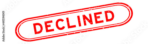 Grunge red declined word rubber seal stamp on white background