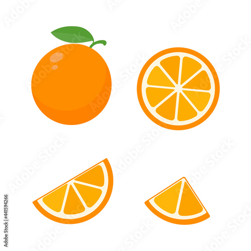 Sweet orange fruit. High vitamin C oranges are sliced ​​for refreshing orange juice in the summer.
