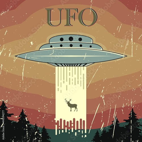 Vector art with UFO concept.