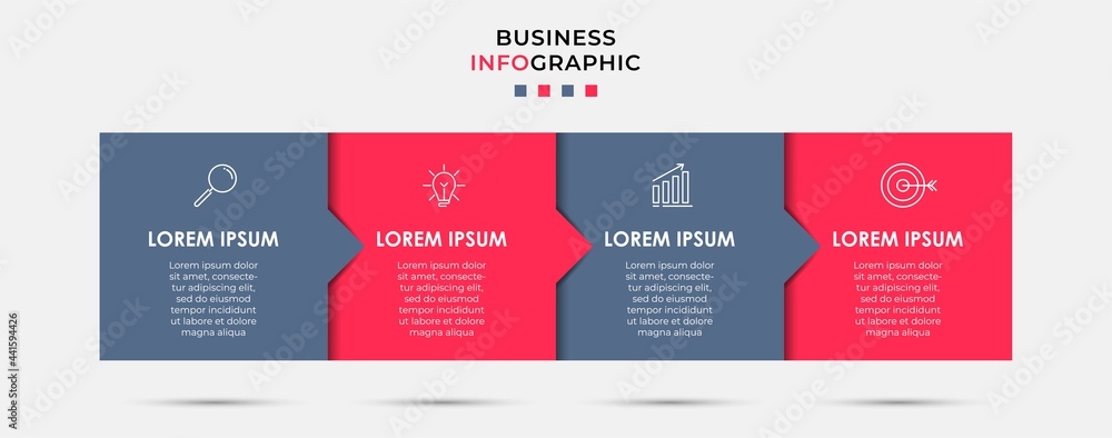Business Infographic design template Vector with icons and 4 options or steps. Can be used for process diagram, presentations, workflow layout, banner, flow chart, info graph Business Infographic design template Vector with icons and 4 options or steps. Can be used for process diagram, presentations, workflow layout, banner, flow chart, info graph