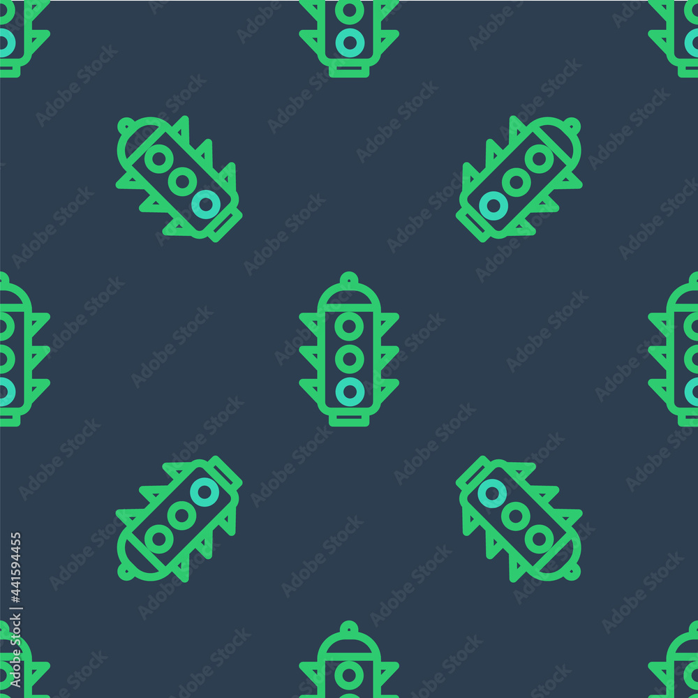 Line Traffic light icon isolated seamless pattern on blue background. Vector Line Traffic light icon isolated seamless pattern on blue background. Vector