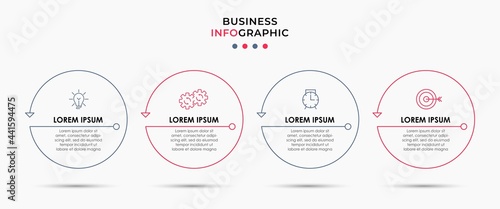 Business Infographic design template Vector with icons and 4 options or steps. Can be used for process diagram, presentations, workflow layout, banner, flow chart, info graph