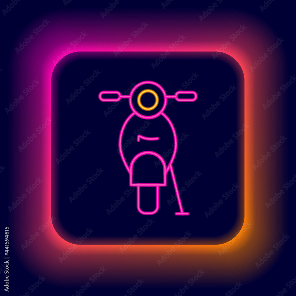 Glowing neon line Scooter icon isolated on black background. Colorful outline concept. Vector Glowing neon line Scooter icon isolated on black background. Colorful outline concept. Vector