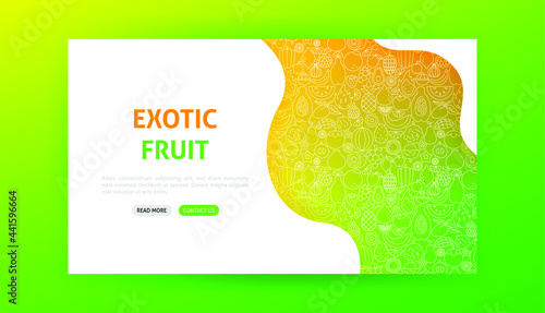 Exotic Fruit Landing Page. Vector Illustration of Outline Design.