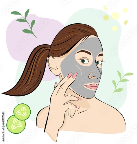 Clay face mask. Cosmetic clay mask. Skin care, cosmetology, cleansing, naturalness, mask, cream, serum, spa, natural, cosmetics.