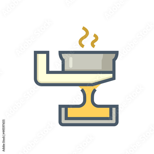 Casting process in metallurgy or metallurgical production industry vector icon. Manufacturing process in foundry, furnace, factory plant. To pouring hot liquid, molten metal into ingot mold. 64x64 px.