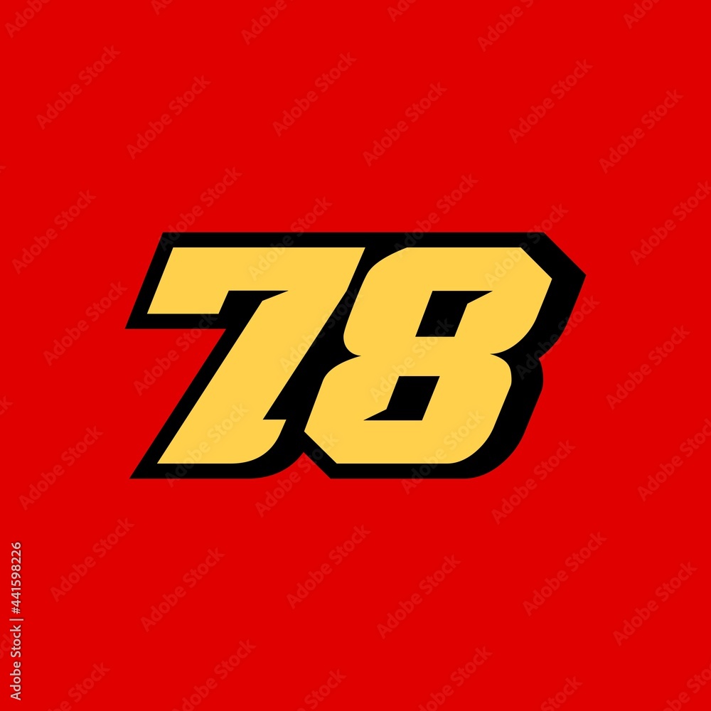 Racing star number 78 isolated on red background Racing star number 78 isolated on red background