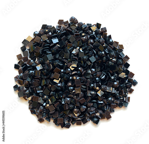 Set of soft black diamonds for diamond embroidery isolated on white background