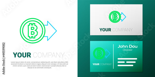 Line Cryptocurrency coin Bitcoin icon isolated on white background. Physical bit coin. Blockchain based secure crypto currency. Colorful outline concept. Vector