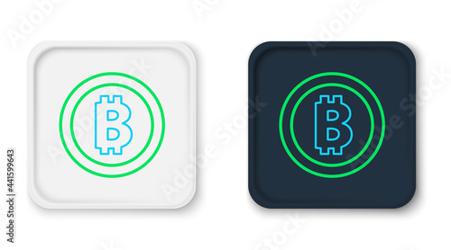 Line Cryptocurrency coin Bitcoin icon isolated on white background. Physical bit coin. Blockchain based secure crypto currency. Colorful outline concept. Vector