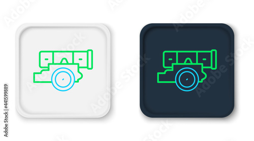 Line Cannon icon isolated on white background. Colorful outline concept. Vector