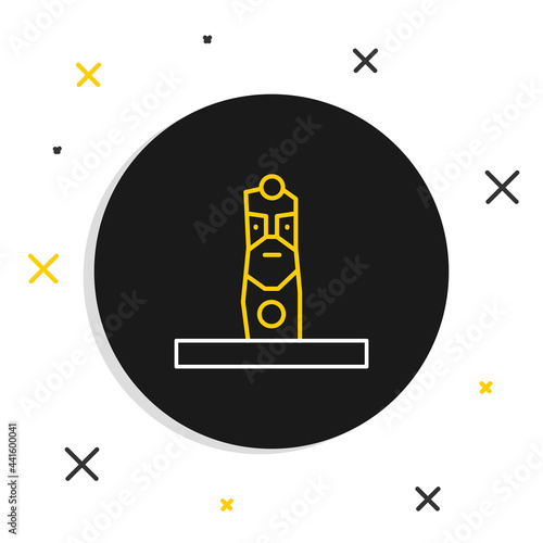 Line Slavic pagan idol icon isolated on white background. Antique ritual wooden idol. Colorful outline concept. Vector