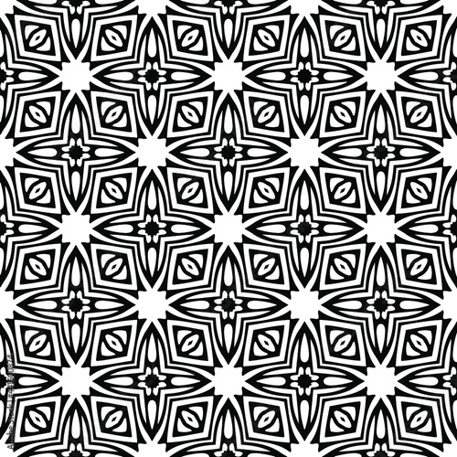 floral seamless pattern background.Geometric ornament for wallpapers and backgrounds. Black and white   pattern.  © t2k4