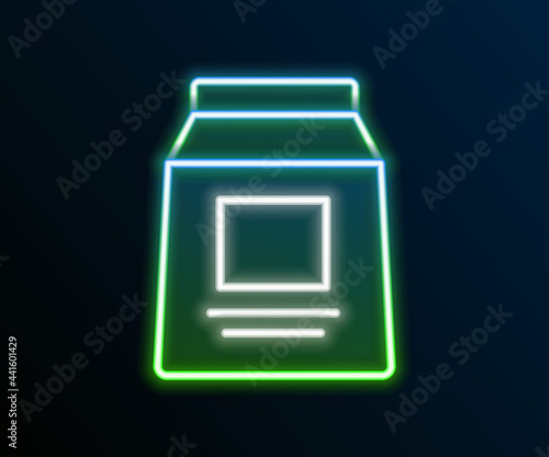 Glowing neon line Sports nutrition bodybuilding proteine power drink and food icon isolated on black background. Colorful outline concept. Vector